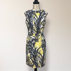 Boden Martha 6R Yellow Blue Floral Sleeveless Sheath Dress Mimosa Wisteria Party